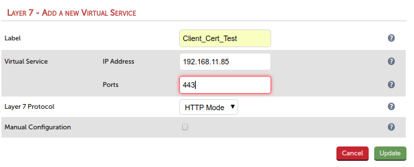Enter values in new HAPr0xy virtual service