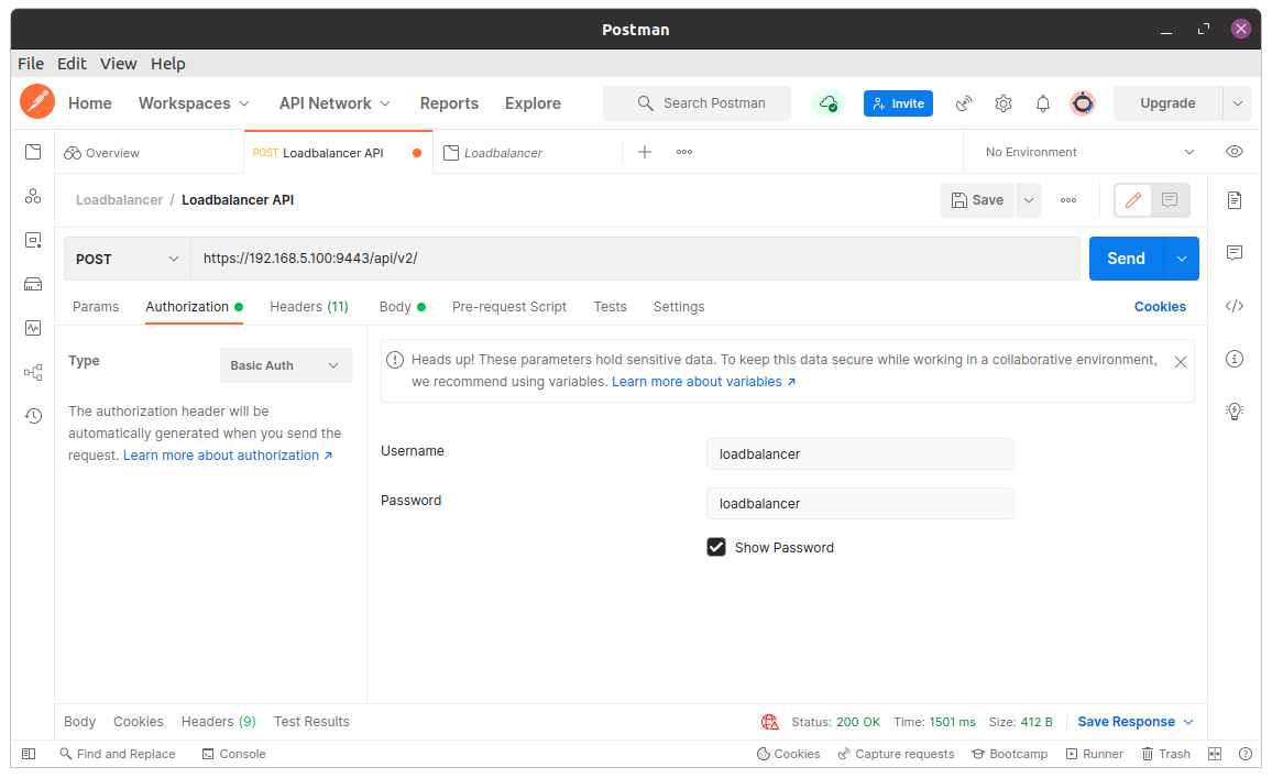 Loadbalancer API authorization