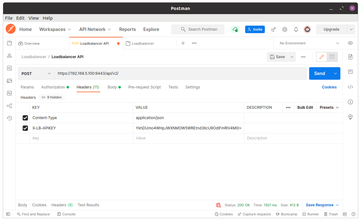 Loadbalancer API headers post