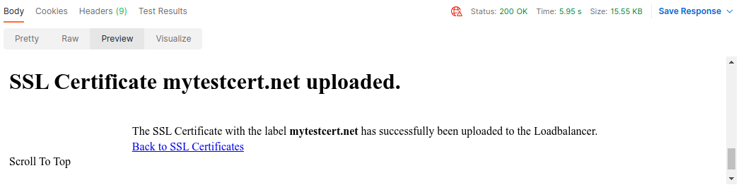Body, SSL Certificate uploaded.