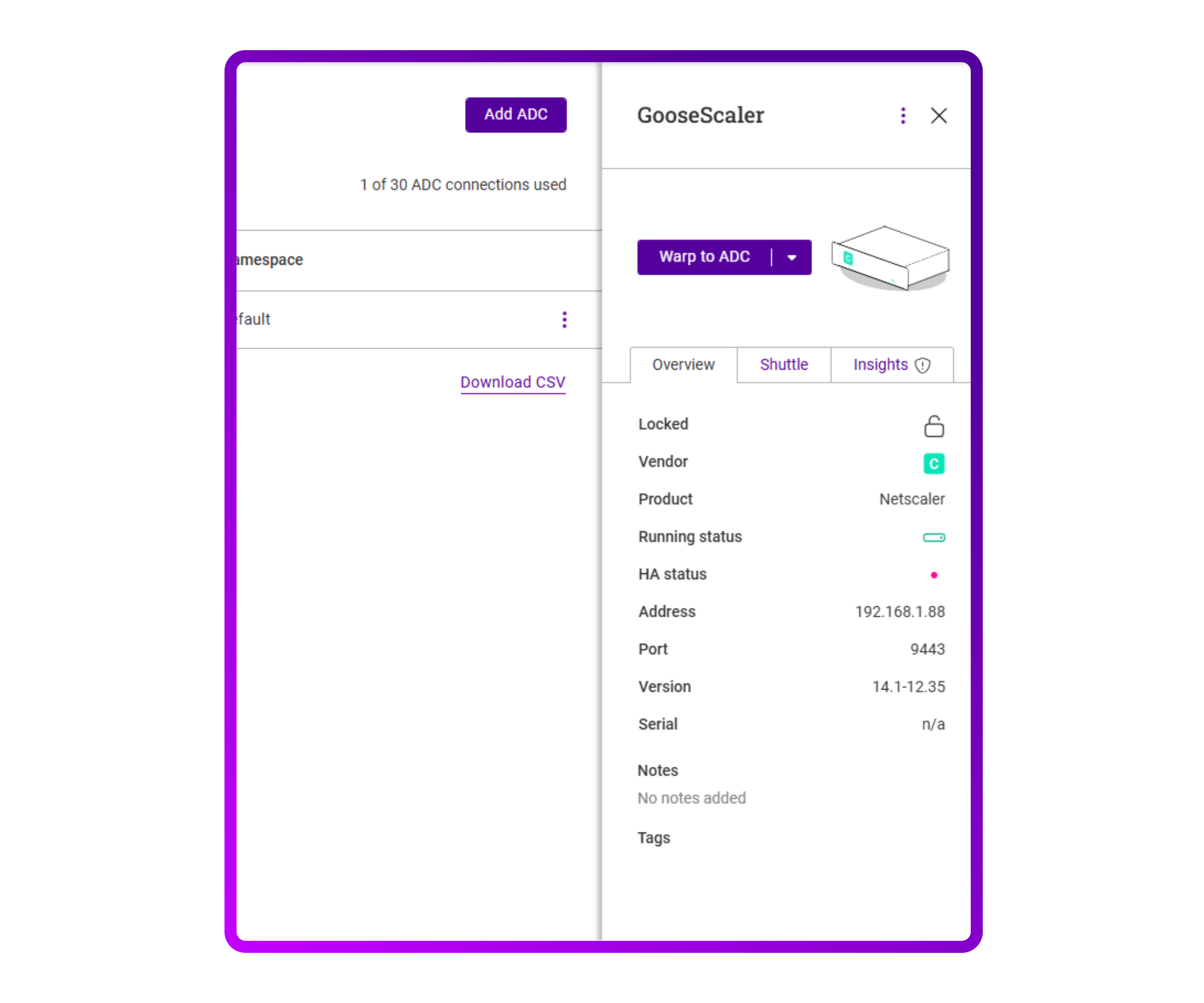 How to connect and manage a Citrix NetScaler in the Loadbalancer ADC Portal